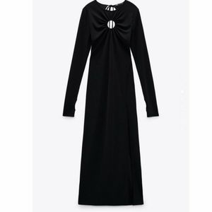 Zara cut out black midi dress NWT